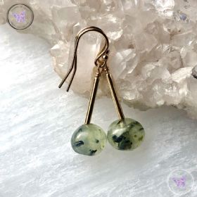 Gold Prehnite Natural Nugget Earrings